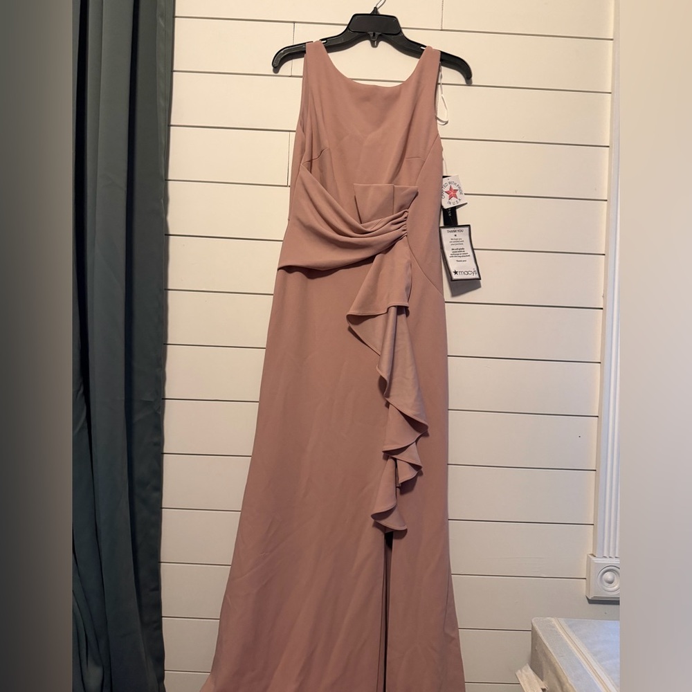 Betsy & Adam Blush Asymmetrical Dress